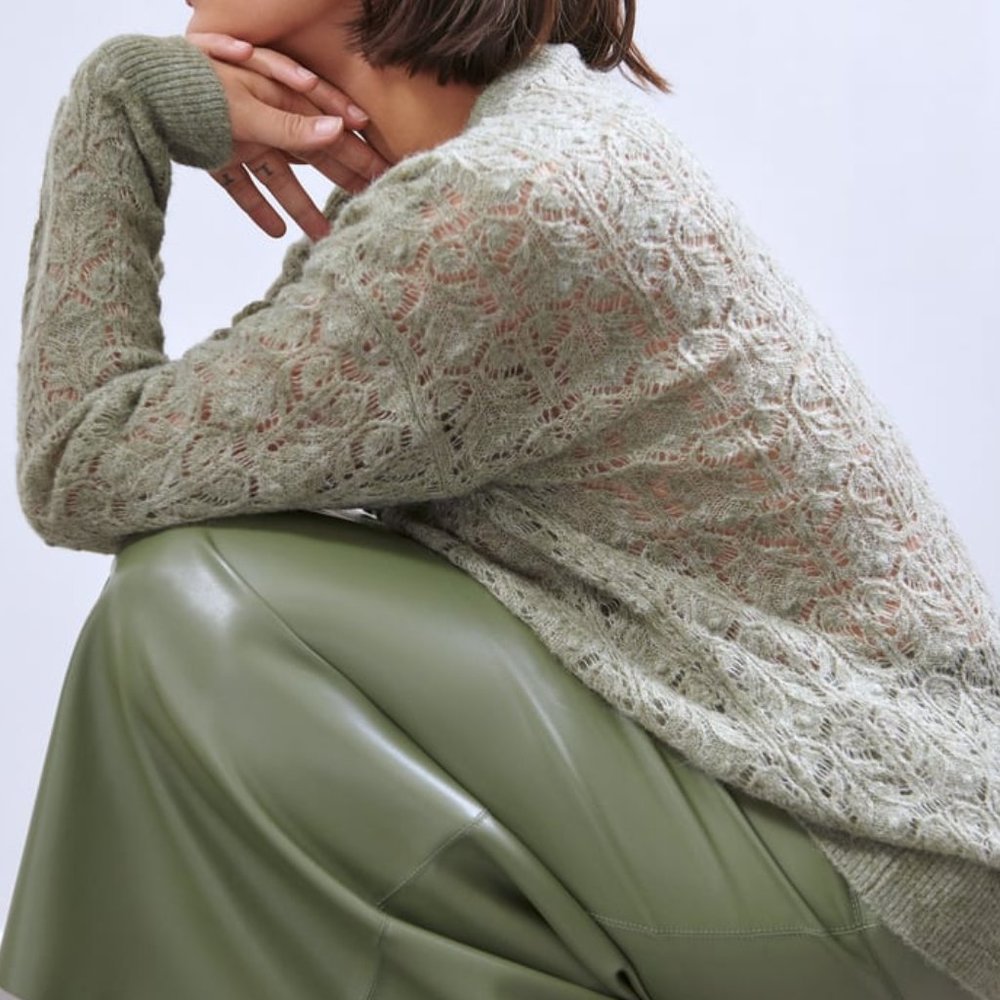 NWT Pointelle Knit Oversized Light Green Sweater.